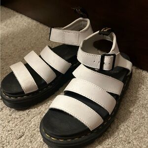 Dr. Martens White and Black Blaire Platform Sandals